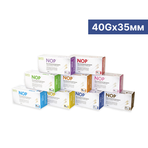 Иглы инъекционные дентальные стерильные однократного применения NOP 40Gx35мм (уп/100шт), Spident